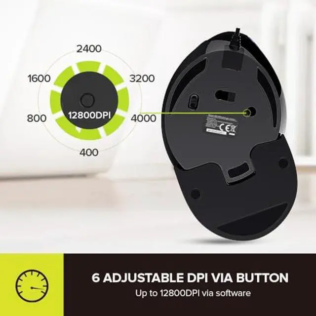 Alt view image 3 of 5 - DeLUX Ergonomic Mouse, Wired Large RGB Vertical Mouse with 6 Buttons, 4000DPI, Removable Wrist Rest for Carpal Tunnel (M618Plus RGB-Wired)