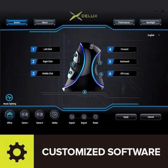 Alt view image 5 of 5 - DeLUX Ergonomic Mouse, Wired Large RGB Vertical Mouse with 6 Buttons, 4000DPI, Removable Wrist Rest for Carpal Tunnel (M618Plus RGB-Wired)