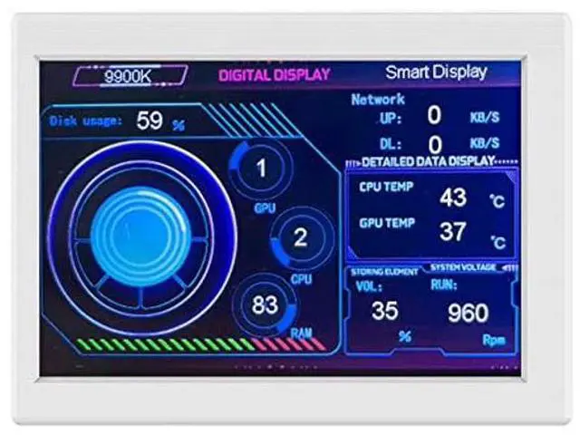 Main image of LCD Screen Inside Pc Case 3.5 inch IPS Smart Secondary Screen Pc Temperature Display Computer Temp Monitor Mini Computer USB Display Type C Auxiliary Screen (White)