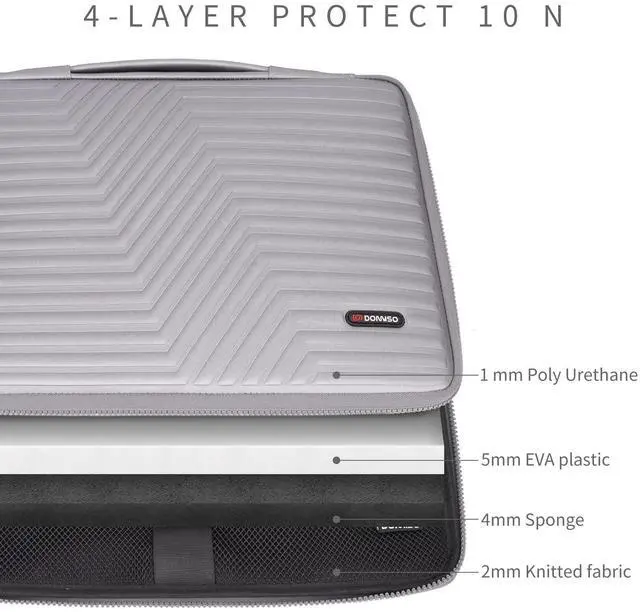 Alt view image 4 of 5 - DOMISO 17 inch Laptop Sleeve with Handle Shockproof Waterproof EVA Protective Case for 17.3" Dell Inspiron/MSI GS73VR Stealth Pro/IdeaPad 320 321/HP Envy 17/LG Gram 17"/ROG Strix GL702VS, Silver
