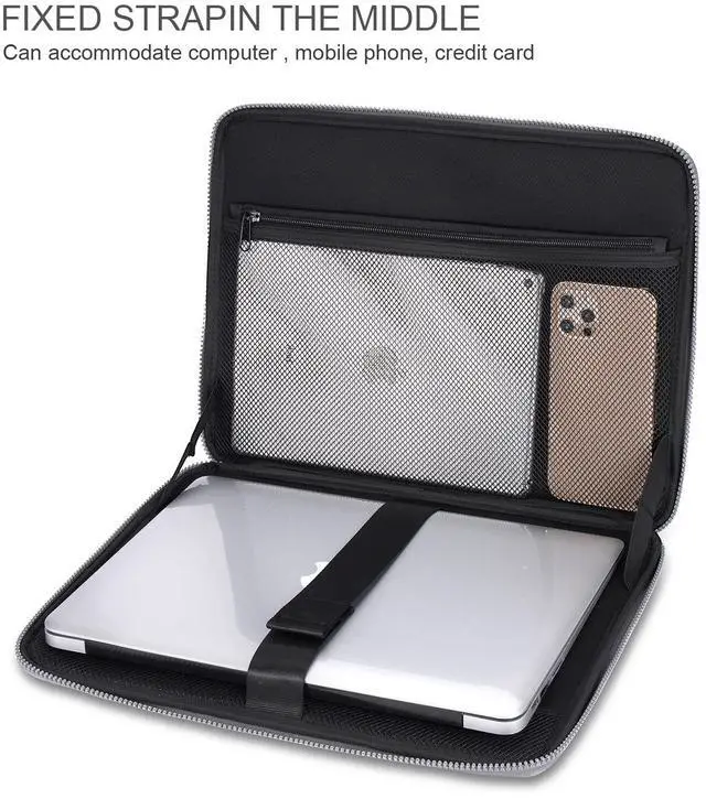 Alt view image 5 of 5 - DOMISO 17 inch Laptop Sleeve with Handle Shockproof Waterproof EVA Protective Case for 17.3" Dell Inspiron/MSI GS73VR Stealth Pro/IdeaPad 320 321/HP Envy 17/LG Gram 17"/ROG Strix GL702VS, Silver