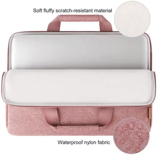 Alt view image 3 of 5 - DOMISO 17.3 inch Laptop Sleeve Bag Water-Resistant Carrying Case with Handle for Dell/MSI GS73VR Stealth Pro/HP Envy 17/LG Gram 17"/ROG Strix GL702VS/17.3" Notebooks,Pink