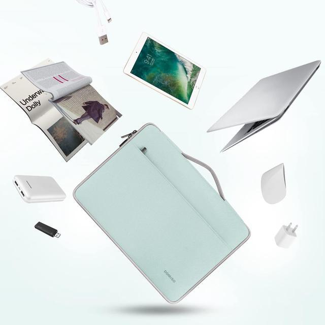 Alt view image 5 of 5 - DOMISO 17 inch Laptop Sleeve Case Water-Resistant Bag Portable Carrying Protector with Handle for 17.3" IdeaPad 3 Gen 7/IdeaPad 300 320 321/17.3" ZBook Fury 17.3 G8/HP Envy/LG Gram 17", Mint Green