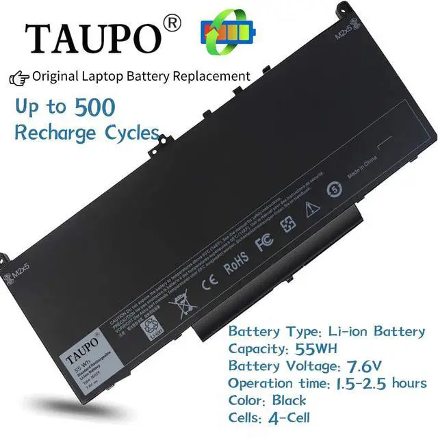 Alt view image 2 of 5 - TAUPO J60J5 E7470 E7270 Battery Fit for Dell Latitude E7470 E7270 7470 7270 0MC34Y MC34Y R1V85 242WD GG4FM WYWJ2 1W2Y2 PDNM2 451-BBSX 451-BBSY 451-BBSU P26S001 Laptop Battery Replacement 7.6V 55WH