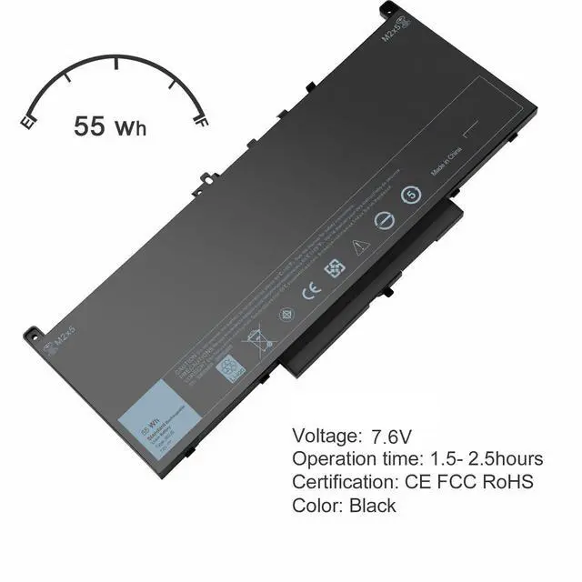 Alt view image 4 of 5 - TAUPO J60J5 E7470 E7270 Battery Fit for Dell Latitude E7470 E7270 7470 7270 0MC34Y MC34Y R1V85 242WD GG4FM WYWJ2 1W2Y2 PDNM2 451-BBSX 451-BBSY 451-BBSU P26S001 Laptop Battery Replacement 7.6V 55WH