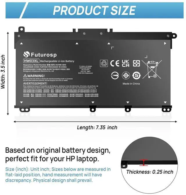 Alt view image 2 of 5 - FUTUROSP HW03XL L97300-005 Laptop Battery Replacement for HP Pavilion 15-EG 15-EH 17-CN 17-CP 15-eg0073cl 15-eg0070wm 15-eh0050wm 17-cn0xxx 17-cn0053cl 17-cn0023dx HWO3XL HW03041XL L96887-421