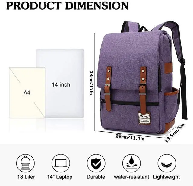 Alt view image 5 of 5 - FEWOFJ 15.6 inch Laptop Backpack College School Backpacks for Women Men Work Business School Travel (Purple)