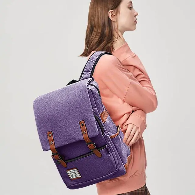 Alt view image 2 of 5 - FEWOFJ 15.6 inch Laptop Backpack College School Backpacks for Women Men Work Business School Travel (Purple)