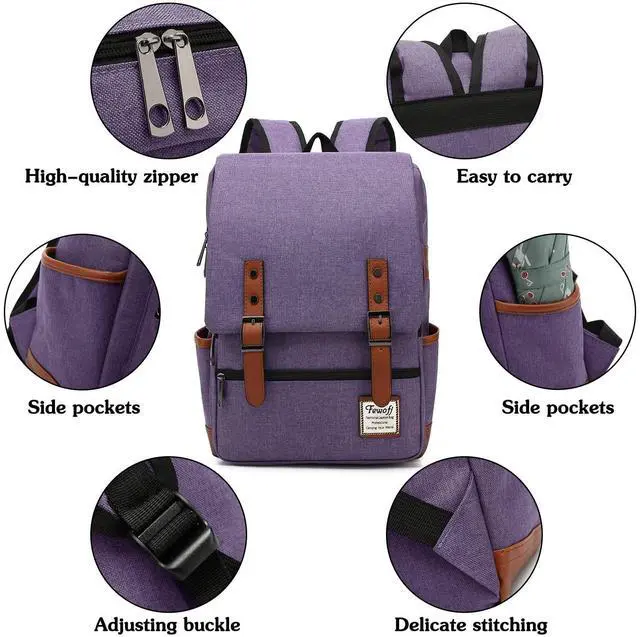 Alt view image 4 of 5 - FEWOFJ 15.6 inch Laptop Backpack College School Backpacks for Women Men Work Business School Travel (Purple)