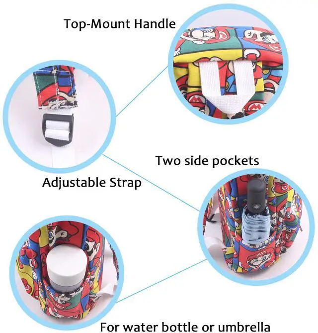 Alt view image 3 of 5 - Finex Star Mario Canvas Backpack Casual Daypack with 15 in Laptop Storage Compartment