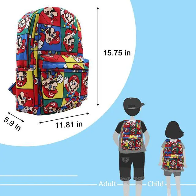 Alt view image 5 of 5 - Finex Star Mario Canvas Backpack Casual Daypack with 15 in Laptop Storage Compartment