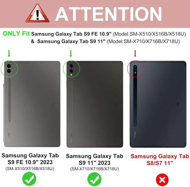 Alt view image 2 of 5 - Galaxy Tab S9 FE Case with Keyboard, Detachable Wireless Bluetooth Keyboard, Smart Folio Cover with S Pen Holder for Samsung Galaxy Tab S9 FE 10.9"/S9 11 inch, Auto Sleep/Wake, Pink