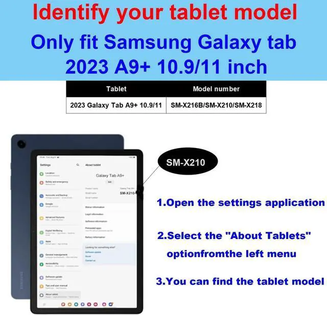 Alt view image 2 of 5 - Gexmil Genuine Leather Case for Samsung Galaxy Tab A9 Plus 11 Inch with Pencil Holder,Shockproof Protective Adjustable Kickstand Smart Premium Folio Flip Tablet Cover, Black