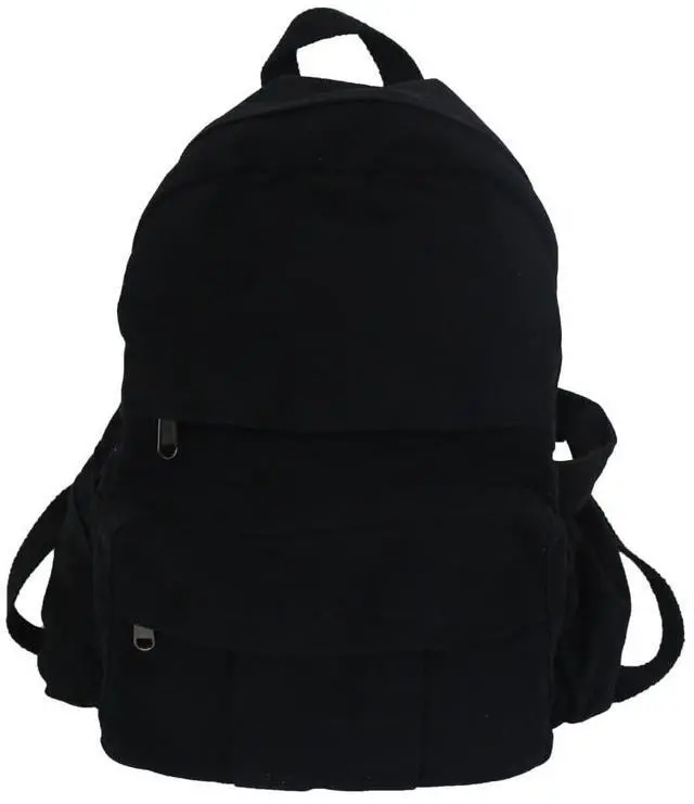 Alt view image 3 of 5 - GAMLFL Black Canvas Backpack for Women & Men Retro Aesthetic Rucksack Basic Backpack for High School/College Students Travel Laptop Bag