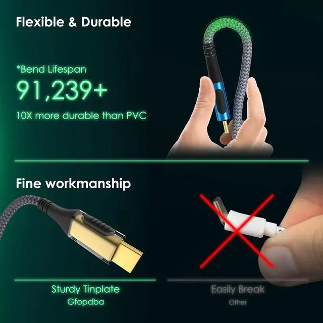 Alt view image 3 of 5 - 40Gbps for Thunderbolt 4 Cable 10FT, 240W Charging, 8K@60Hz, 4K@144Hz, USB C Display Cable, USB4 Cable for iPhone 16/15 Series, MacBook Air, iPad, Samsung