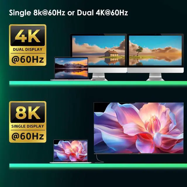 Alt view image 5 of 5 - 40Gbps for Thunderbolt 4 Cable 10FT, 240W Charging, 8K@60Hz, 4K@144Hz, USB C Display Cable, USB4 Cable for iPhone 16/15 Series, MacBook Air, iPad, Samsung