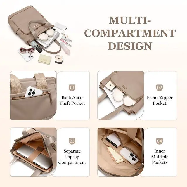 Alt view image 3 of 5 - GOLF SUPAGS Convertible Laptop Backpack for Women Casual Daypack Notebook Tote Bag for Work College Travel Leisure (Champagne)