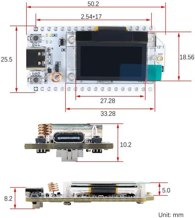 Alt view image 4 of 5 - ESP32 LoRa V3 915MHz ESP32S3 WiFi BT Development Board with 0.96" OLED Display + 5DBi LoRa Antenna, SX1262 LoRa32 Kit for Arduino Meshtastic IoT