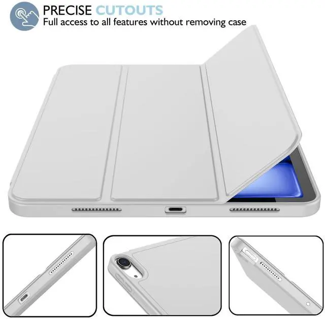 Alt view image 3 of 5 - iMieet iPad Air 11 Inch Case M3(2025) / M2 (2024), iPad Air 5th/4th Generation Case 2022/2020 10.9 Inch with Pencil Holder,Trifold Stand Smart Case with Soft TPU Back(Light Gray)