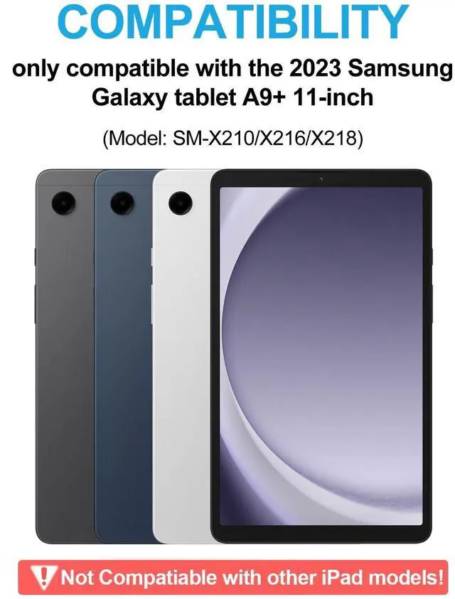 Alt view image 2 of 5 - Keyboard Case for Samsung Galaxy Tab A9 Plus 11 inch 2023, Detachable Blurtooth Wireless Keyboard with 7-Color Backlit Trackpad for Galaxy Tab A9+ 11'', Flip Stand Case, Rechargeable, Gray