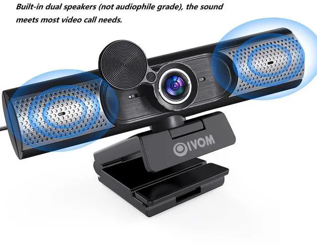 Alt view image 4 of 5 - Webcam with Microphone and Speaker, 3 in 1 USB Camera with Privacy Cover, Plug and Play, Conference Streaming Webcam, Wide Angle Camera (1080P Mic Speaker)