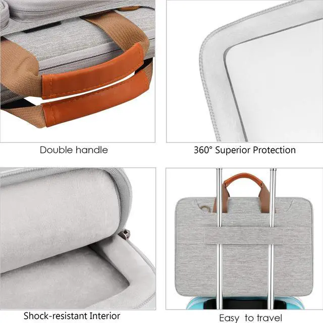 Alt view image 4 of 5 - Lacdo 360deg Protective Laptop Shoulder Bag for 15 inch New MacBook Air M4 A3241 2025, M3 A3114, M2 A2941 2024-2023, 15 inch MacBook Pro A1990 A1707, Dell XPS 15 Plus 2022-2020 Computer Case Bag, Gray