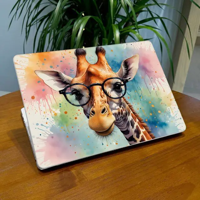 Alt view image 4 of 5 - Lepeoac Case for MacBook Air 15 Inch 2025 2024 2023 Release M4 A3241 M3 A3114 M2 A2941, Hard Shell with Screen Protector & Keyboard Cover, Compatible with Touch ID, Glasses Giraffe