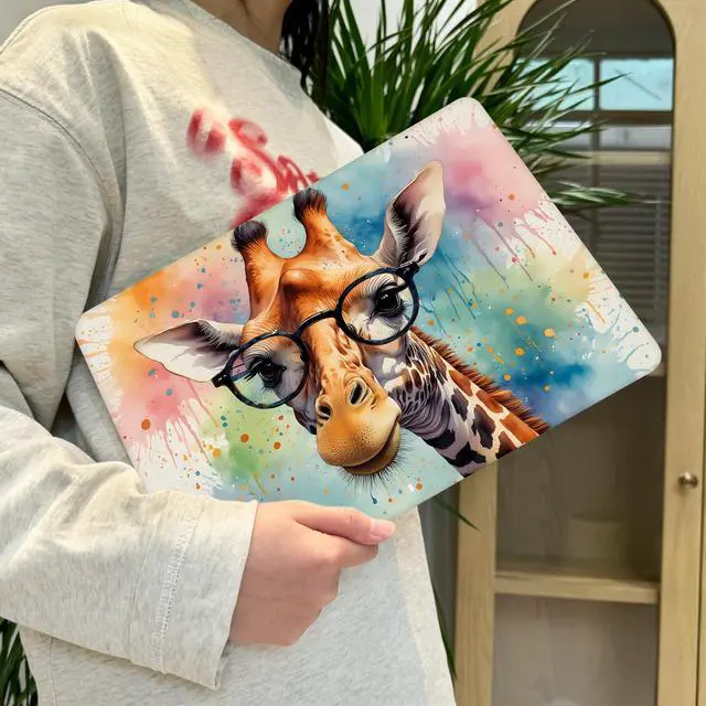 Alt view image 5 of 5 - Lepeoac Case for MacBook Air 15 Inch 2025 2024 2023 Release M4 A3241 M3 A3114 M2 A2941, Hard Shell with Screen Protector & Keyboard Cover, Compatible with Touch ID, Glasses Giraffe