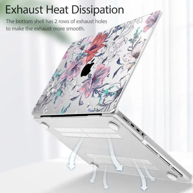 Alt view image 5 of 5 - Lepeoac for MacBook Pro 16 inch Case 2021 2022 2023 2024 Release A3186 A3403 M4 A2991 M3 A2780 M2 A2485 M1 Pro/Max, Hard Shell Case with Screen Protector & Keyboard Cover, Floral C319