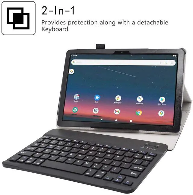 Alt view image 2 of 5 - LiuShan Compatible Onn 10.1 Gen 3 Tablet Keyboard Case, Detachable Keyboard Standing PU Leather Cover for Onn 10.1 inch Gen 3 (2022 Model:100071485) Tablet, Black