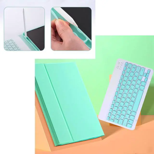 Alt view image 5 of 5 - Lrufodya iPad Keyboard Case for iPad Mini 1 2 3 4 5 with Detachable Keyboard and Pen Holder, Slim Smart Auto Sleep/Wake Cover Case (Mint)