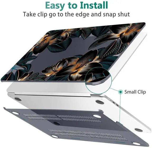 Alt view image 5 of 5 - May Chen for MacBook Air 13.6 Inch Case 2025 2024 2023 2022 Release Models: A3240 M4 A3113 M3 A2681 M2, Plastic Hard Shell Case for MacBook Air 13.6" with Retina Display, Golden Lilies Flowers