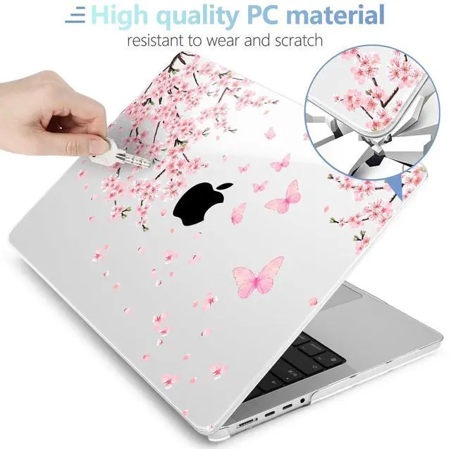 Alt view image 4 of 5 - MEEgoodo Case for M4 MacBook Pro 16 inch Case 2024 2023 2021 (A3403/A3186/A2991/A2780/A2485) M3 M2 M1 Pro/Max Chip, Laptop Hard Shell Cases with Keyboard Cover & Trackpad Film, Cherry Blossoms
