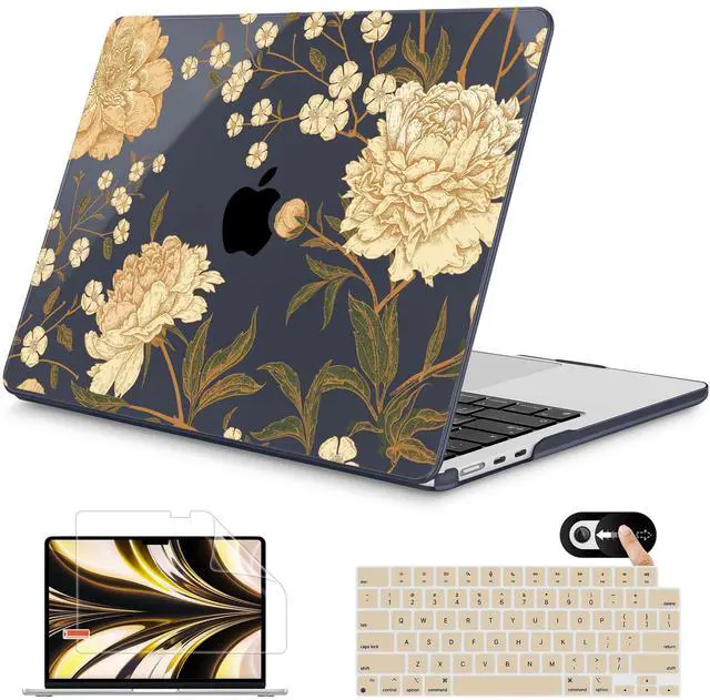 Main image of Mektron for 2025 M4 MacBook Air 13.6 Inch A3240 Case Fits 2023 A2681 M2 2024 A3113 M3 Chip with Liquid Retina Display, Printed Plastic Hard Shell Cover for MacBook Air 13.6", Peony Flowers C186