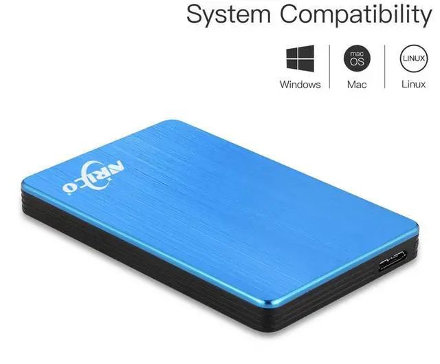 Alt view image 2 of 5 - NRICO 500GB Portable External Hard Drive USB 3.0 HDD 2.5inch Storage Compatible for PC, Mac, Desktop,PS4 (500GB, Blue)