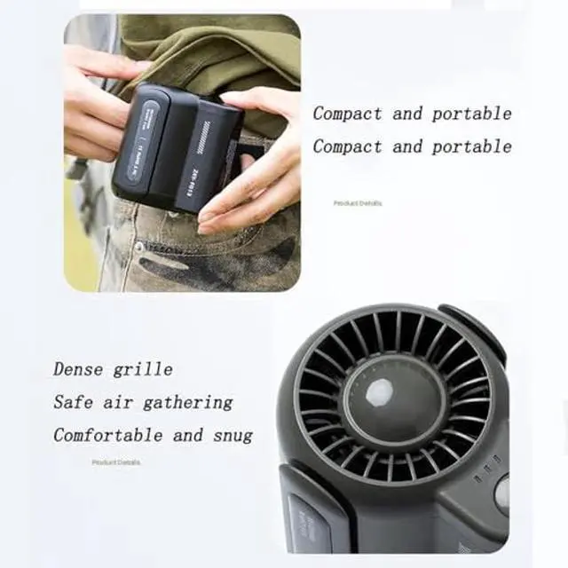 Alt view image 4 of 5 - Ordaba Ergonable Cool Clip, Under Shirt Fan, Shirt Fan Clip, Clip on Fan for Shirt, Cool Clip Fan, Rechargeable Belt Clip Fan with USB Port for Outdoor Works (White), 1