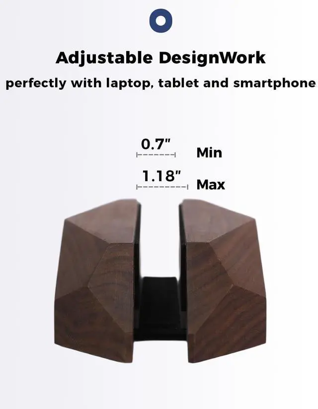 Alt view image 4 of 5 - Nuvograin Adjustable Vertical Laptop Stand, MacBook Holder Wood, Wooden Laptop Stand,Vertical Laptop Holder for Desk, Width Adjustable Dock Fits All MacBook/Surface Pro