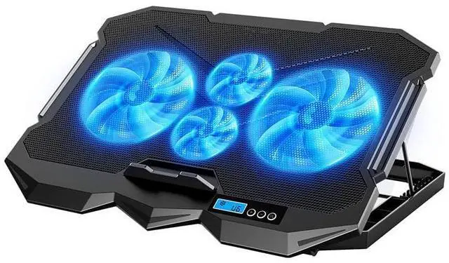 Main image of Laptop Cooling pad for Lenovo IdeaPad 1 1i 2 2i 3 3i 5X IdeaPad Slim 3 3i 5 5i IdeaPad Flex 5 5i 3 3i Gaming Laptop, Laptop Cooler with 4 Fans, LCD Display Screen, 4 Height, 2 USB-A Port Laptop Stand