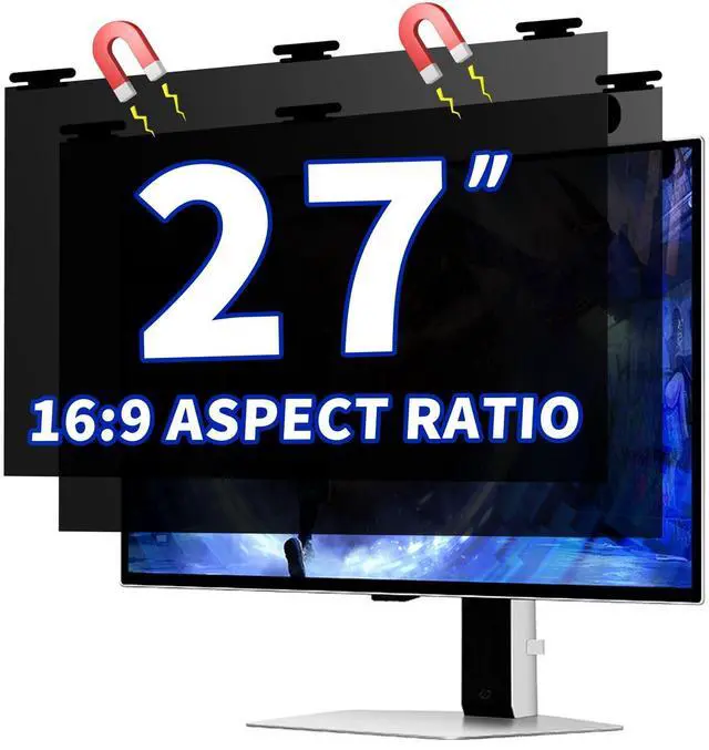 Main image of [2 Pack] Magnetic Computer Privacy Screen Filter 27 Inch for 16:9 Widescreen Monitor Desktop PC, 27in Hanging Removable Anti Glare Blue Light Protector, Double Sided Reversible Eye Care Film