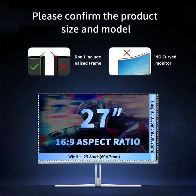 Alt view image 2 of 5 - [2 Pack] Magnetic Computer Privacy Screen Filter 27 Inch for 16:9 Widescreen Monitor Desktop PC, 27in Hanging Removable Anti Glare Blue Light Protector, Double Sided Reversible Eye Care Film