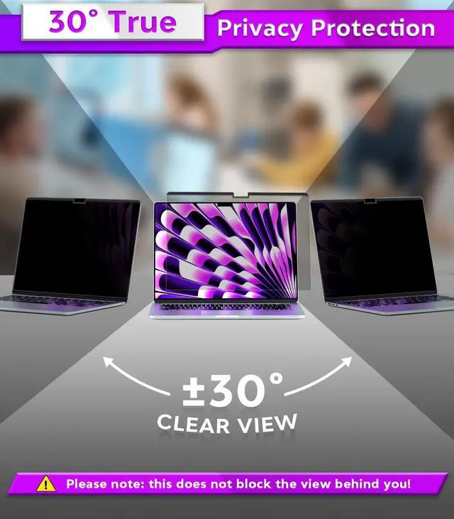Alt view image 3 of 5 - PYS(r) Privacy Screen MacBook Air 15 inch Compatible with MacBook Air 15.3 Inch Newly Release(2023-2024),Model A3114/A2941 with M3/M2 Chip,Laptop Privacy Screen Shield/Removable/Anti-Spy/Bubble Free