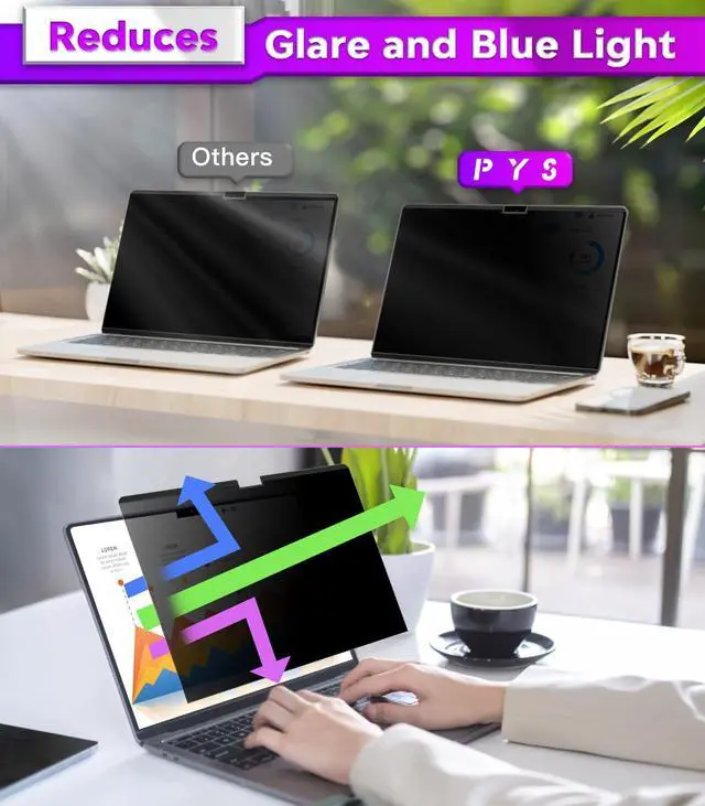 Alt view image 5 of 5 - PYS(r) Privacy Screen MacBook Air 15 inch Compatible with MacBook Air 15.3 Inch Newly Release(2023-2024),Model A3114/A2941 with M3/M2 Chip,Laptop Privacy Screen Shield/Removable/Anti-Spy/Bubble Free