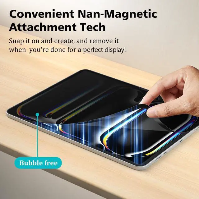 Alt view image 3 of 5 - PYS Privacy Screen Protector for iPad Air 13 Inch M3 2025 & M2 2024, Nano Detachable 30-Degree Privacy Filter, Reusable & Removable, Matte Finish Anti-Glare, Anti-Scratch, Easy Installation