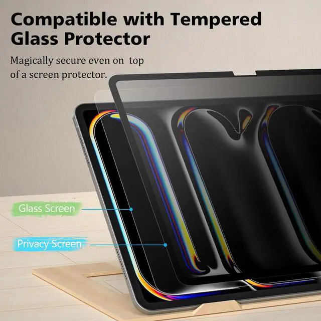 Alt view image 5 of 5 - PYS Privacy Screen Protector for iPad Air 13 Inch M3 2025 & M2 2024, Nano Detachable 30-Degree Privacy Filter, Reusable & Removable, Matte Finish Anti-Glare, Anti-Scratch, Easy Installation