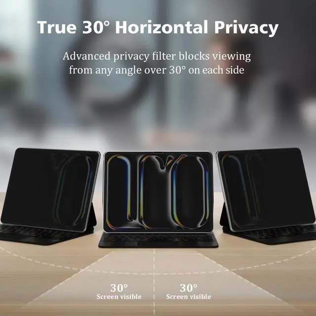 Alt view image 4 of 5 - PYS Privacy Screen Protector for iPad Air 13 Inch M3 2025 & M2 2024, Nano Detachable 30-Degree Privacy Filter, Reusable & Removable, Matte Finish Anti-Glare, Anti-Scratch, Easy Installation