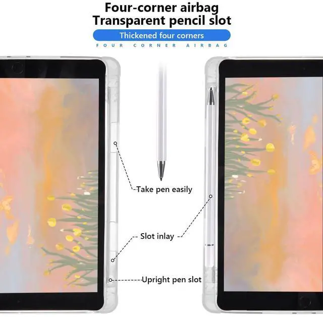 Alt view image 2 of 5 - JOYLAND Cute Cherry Bowknot Case for iPad Pro 13 Inch M4(2024) 7th Genaration with Pencil Holder, Auto Wake/Sleep Lovely Fruit Shockproof Case, Trifold Stand White Girly Cover for Girls Kids