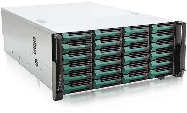 Alt view image 2 of 5 - Rackchoice 4U 24bay Hotswap 12Gbps Swappable screwless 24 x 3.5/2.5 Chassis with sliidng Rail and SFF-8643 Minisas to SATA Cables with keylock Door
