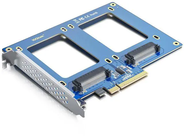 Main image of REDLUX PCIe 3.0 x8 to Dual U.2 NVMe SSD Adapter Card, SFF-8639 Interface with Full-Height Bracket for Server/NAS/Desktop Storage