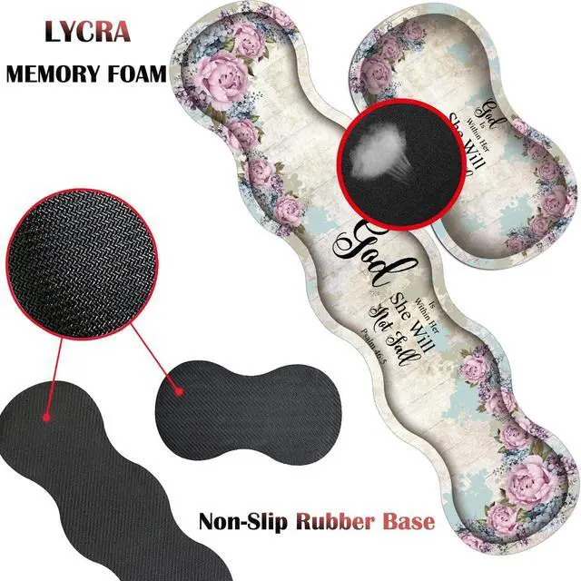 Alt view image 5 of 5 - 4 in 1 Mouse Pad Combo, Large Gaming Mouse Pad + Keyboard Wrist Support + Mouse Wrist Rest + Coaster, Table Pad with Stitched Edge Memory Foam Ergonomic Wrist Pad Set, Psalm 46:5 Floral