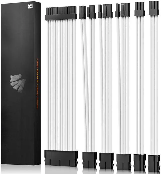 Main image of ASIAHORSE 16AWG PSU Cable Extension Power Cords, Customized Power Supply Mod Sleeve Extension Cable, ATX/EPS/8-pin PCI-E/6-pin PCI-E for ATX Power Supply (White)